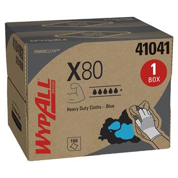 WypAll PowerClean X80 Heavy Duty Cloths, Brag Box, Blue, 160 Sheets/Pack, 1 Pack/Carton