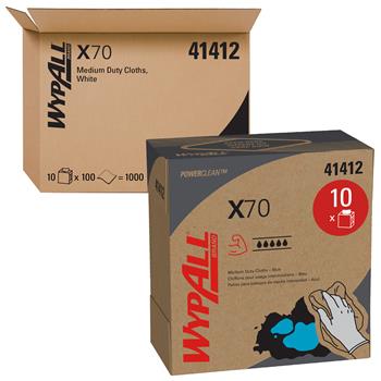 WypAll Power Clean X70 Medium Duty Cloths, Pop-Up Box, Blue, 10 Boxes Of 100 Cloths, 1,000 Cloths/Carton