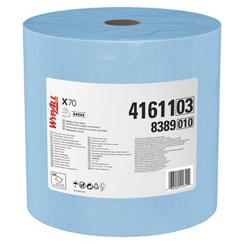 WypAll Power Clean X70 Medium Duty Cloths, Perforated, Jumbo Roll, 12.5&quot; x 12.2&quot; Sheets, Blue, 870 Sheets/Roll