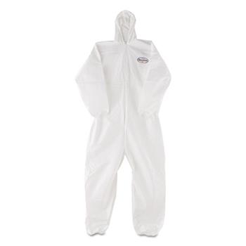 KleenGuard A40 Liquid/Particle Protection Coveralls, Zip Front, Elastic Wrists/Ankles/Hood, White, 3-XL, 25 Coveralls/Carton