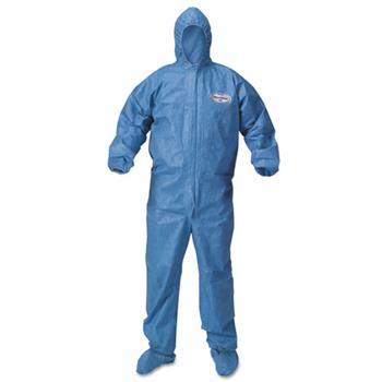KleenGuard A60 Bloodborne Pathogen/Chemical Splash Protection Hooded Coveralls, Blue, XL, 24 Coveralls/Carton