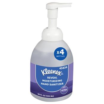 Kleenex Reveal Ultra Moisturizing Foam Hand Sanitizer, Unscented, 18 oz, Clear, 4 Bottles/Carton