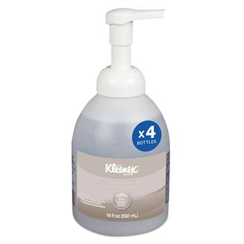 Kleenex Alcohol Free Foam Hand Sanitizer, Pump Bottle, Unscented, Clear, 18 oz, 1 Bottle/Pack, 4 Packs/Carton