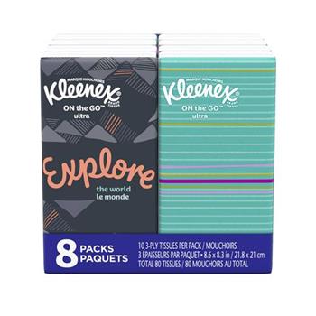 48 Packs of 10 Tissues Kleenex 3-Ply Pocket Packs Facial Tissues 
