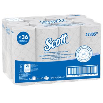 Scott Pro Paper Core Standard Roll Toilet Paper, 2-Ply, White, 36 Rolls Of 1,100 Sheets, 39,600 Sheets/Carton
