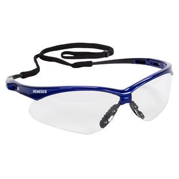 KleenGuard V30 Nemesis Safety Glasses With KleenVision Anti-Fog Coating, Clear Lenses/Metallic Blue Frame, 1 Pair