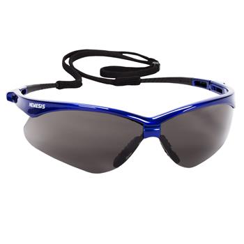 KleenGuard V30 Nemesis Safety Glasses With KleenVision Anti-Fog Coating, Smoke Lenses/Metallic Blue Frame , 1 Pair