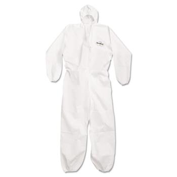 KleenGuard A20 Breathable Particle Protection Hooded Coveralls, Zip Front, Elastic Wrists and Ankles, White, Large, 24/Carton