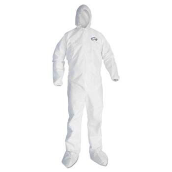 KleenGuard A20 Breathable Particle Protection Hooded Coveralls, Elastic Wrists/Ankles/Back, White, XL, 24 Coveralls/Carton