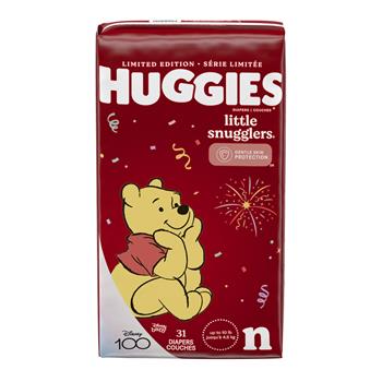 Huggies Little Snugglers Baby Diapers, Size Newborn, 31 Diapers Per Pack, 4 Packs/Carton