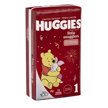 Huggies Little Snugglers Baby Diapers, Size 1, 32 Diapers Per Pack, 4 Packs/Carton