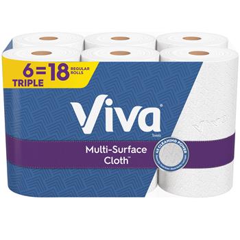 Viva Multi-Surface Cloth Paper Towels, 2-Ply, White, Triple Rolls, 165 Cloths Per Roll, 6 Rolls/Pack, 4 Packs/Carton
