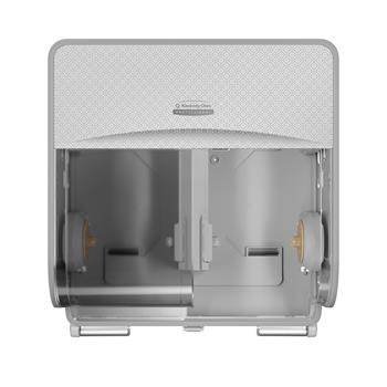 Kimberly-Clark Professional ICON Coreless Standard Roll Toilet Paper Dispenser And Faceplate, 4 Roll, Silver Mosaic