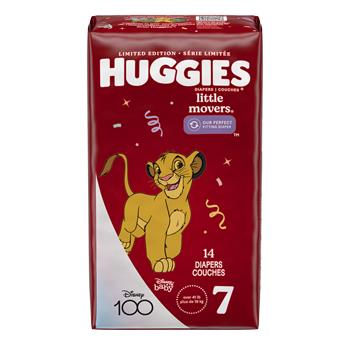 Huggies Little Movers Baby Diapers, Size 7, 41+ lbs, 14 Diapers Per Pack, 4 Packs/Carton