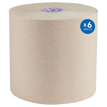 Scott Essential 100% Recycled Paper Towels, 1-Ply, 1.75&quot; Purple Core, Brown, 700 ft/Roll, 6 Rolls/Carton
