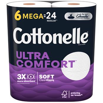 Cottonelle Ultra ComfortCare Toilet Paper, Mega Rolls, 2-Ply, 6-Roll Packs, 36 Rolls Of 284 Sheets, 10,224 Sheets/Carton