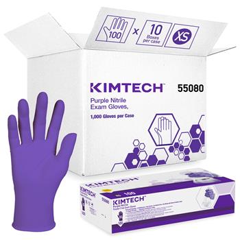 Kimtech™ Purple Nitrile Exam Gloves, 5.9 Mil, Ambidextrous, 9.5 in, Size 7, XS, 10 Boxes Of 100 Gloves, 1,000 Gloves/Carton