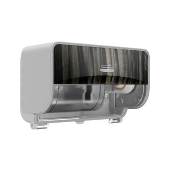 Kimberly-Clark Professional ICON Coreless Standard Roll Toilet Paper Dispenser And Faceplate, 2 Roll Horizontal, Ebony Woodgrain