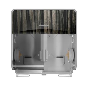 Kimberly-Clark Professional ICON Coreless Standard Roll Toilet Paper Dispenser And Faceplate, 4 Roll, Ebony Woodgrain