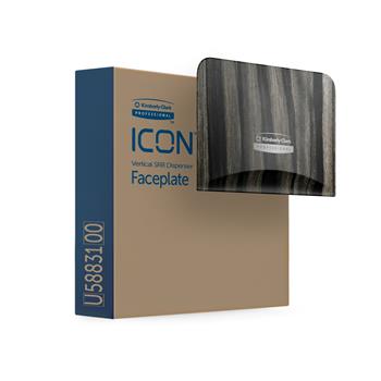 Kimberly-Clark Professional ICON Faceplate For Coreless Standard Roll Toilet Paper Dispenser, 2 Roll Vertical, Ebony Woodgrain, 1 Faceplate/Carton