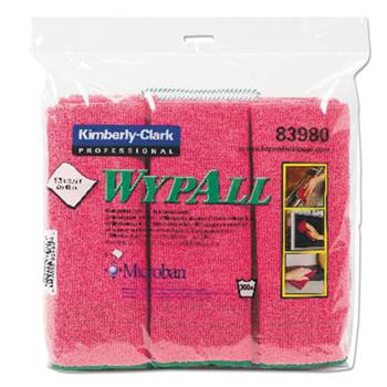 WypAll Microfiber Resusable Cloths, 15.75 in x 15.75 in, Red, 4 Packs Of 6 Clohts, 24 Cloths/Carton