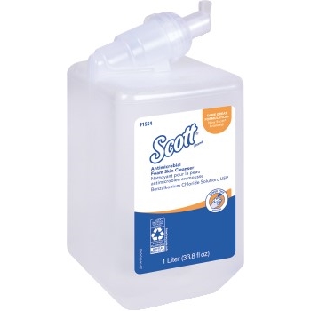 Scott Antimicrobial Foam Hand Soap, 0.1% Benzalkonium Chloride, Clear, 1.0 L Bottle, 6 Bottles/Carton