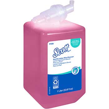 Scott Gentle Lotion Hand Soap Refill, Foral Scent, Pink, 1 L Bottle, 6 Refills/Carton