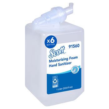 Scott Moisturizing Foam Hand Sanitizer, E-3 Rated, Clear, Fresh Scent, 1.0 L Bottle, 6 Bottles/Carton