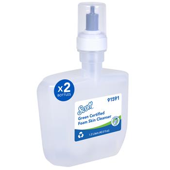 Scott Essential™ Green Certified Foam Skin Cleanser Refill, Fragrance &amp; Dye Free, 1200 mL, 2/CT