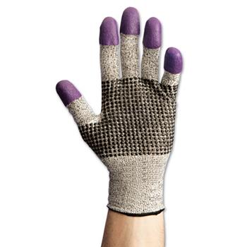 KleenGuard G60 Purple Nitrile Cut Resistant Gloves, Size 8.0 (Medium), Grey/Black with Purple Fingertips, 12/CT