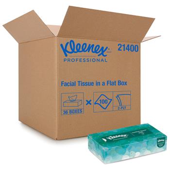 Kleenex Professional Facial Tissue, Flat Tissue Boxes, 2-Ply, White, 36 Boxes Of 100 Tissues, 3,600 Tissues/Carton