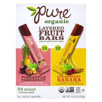 Pure Organic Layered Fruit Bars Variety Pack, 0.63 oz, 24/PK