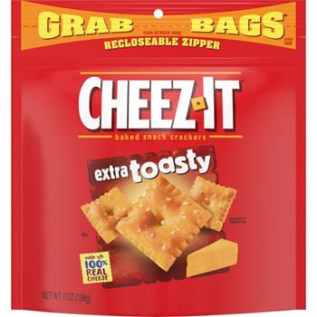 Cheez-It Cheese Crackers, Extra Toasty, 7 oz, 6 Bags/Case