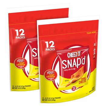 Cheez-It Snap&#39;d, Double Cheese, 0.7 5oz, 12 Count, 2/Pack