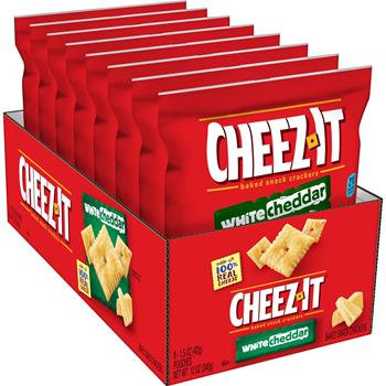 Cheez-It Crackers, White Cheddar, 1.5 oz, Single Serving Snack Bags, 8/Box