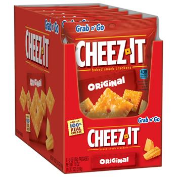 Cheez-It Baked Snack Cheese Crackers, Original, 18 oz Trays, 6/Case