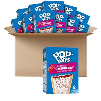 Pop-Tarts Toaster Pastries, Frosted Raspberry, 13.5 oz, 12 Boxes/Case