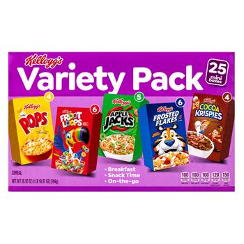 Kellogg&#39;s Cereal Variety Pack, 25/Carton