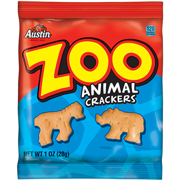 Austin Zoo&#174; Animal Crackers, Original, 1 oz. Packs, 100/CT