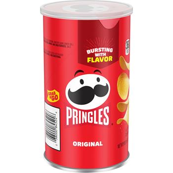 Pringles Potato Crisps Chips, Grab N&#39; Go, Original, 2.36 oz, 12 Cans/Case