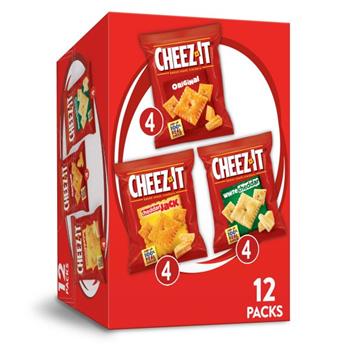 Cheez-It&#174; Baked Snack Crackers, Variety Pack, 0.75 oz Bag, 12/Box, 4 Boxes/Case