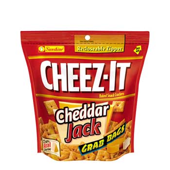 Cheez-It&#174; Baked Snack Crackers, Cheddar Jack, 7 oz. Resealable Bag, 6/CS