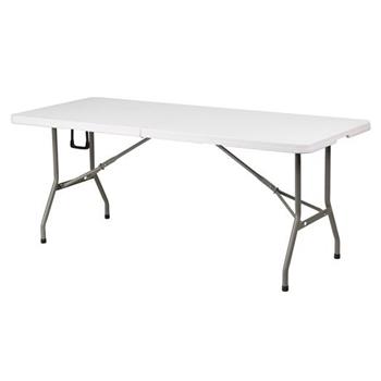 The Betts Collection Bifold Blow Mold Folding Table, 30 in W x 72 in L, White