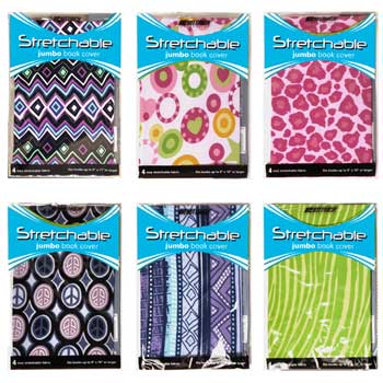 Kittrich Stretchable Book Covers, Assorted Prints, Jumbo, 24/PK