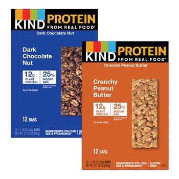 KIND Protein Variety Pack, Assorted Flavors, 1.76 oz, 24 Bars/Pack