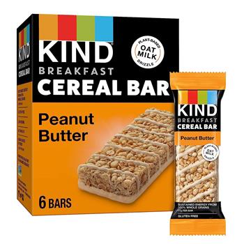 KIND Cereal Bar, Peanut Butter, 1.55 oz, 6 Bars/Box, 6 Boxes/Case