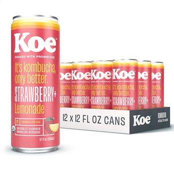 Koe Kombucha Strawberry Lemonade, 12 oz, 12/Case