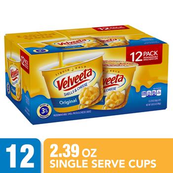Velveeta Shells &amp; Cheese Microwaveable Single Serve Cups, 2.39 oz, 12/Pack