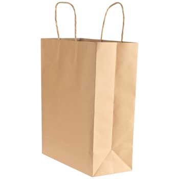 Kari-Out Small Paper Shopping Bag, 55 lb, 10&quot; L x 5-1/2&quot; W x 13-1/4&quot; H, Kraft, 250 Bags/Carton