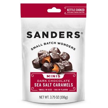 Sanders Dark Chocolate Sea Salt Caramels, Minis, 3.75 oz, 12/Case